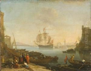 Citta' Portuale Con Figure Di Orientali