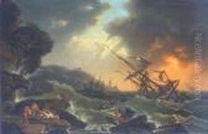 Marina In Tempesta by Adriaen Manglard