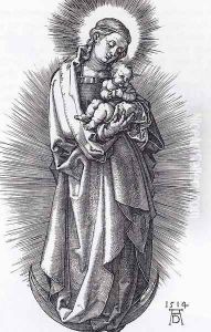The Virgin On The Crescent With A Diadem by Albrecht Durer