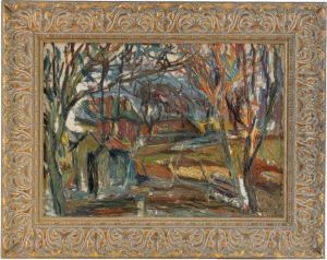 Landscape With Houses Among Trees by Abraham Manievich
