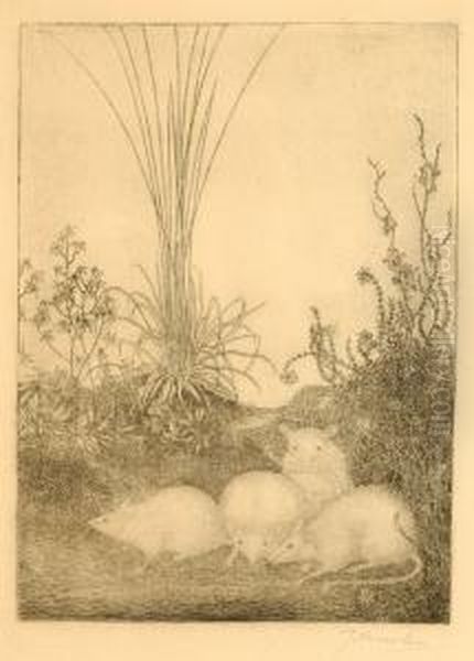 Four Mice In A Field - view 1