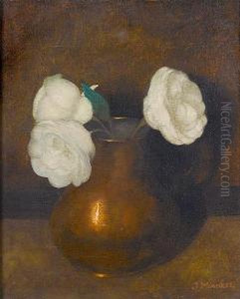 Still Life Of Camellias In A Copper Pot - view 1