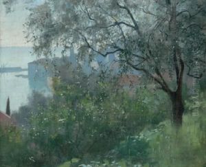 Mentone 1887 Signed 'a.mann' 
Dated And Titled Lower Right Oil On Canvas Laid On Board 37 X45 Cm by Alexander Mann