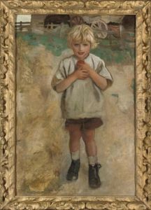 A Young Boy With An Apple by Harrington Mann
