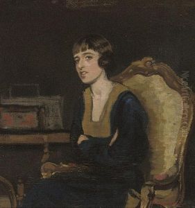 Portrait Of The Artist's Sister, Seated Half-length, In A Black Dress by Harrington Mann