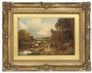 Driving Cattle Beside A River by William Manners