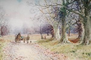 Figures With A Horse And Cart On A Countrylane by William Manners