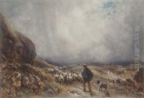 Watercolour 'stormy Day On The Fells, Westmorland' Signed 6.5 X 9.75in - view 1