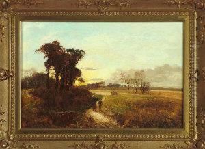 "homeward Bound" - Two Stick Gatherers On A Country Path At Sunset by William Manners