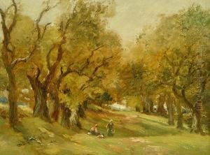 Figures In A Woodland Glade by William Manners
