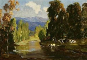 Pastoral Scene With Cattle by Jean Mannheim