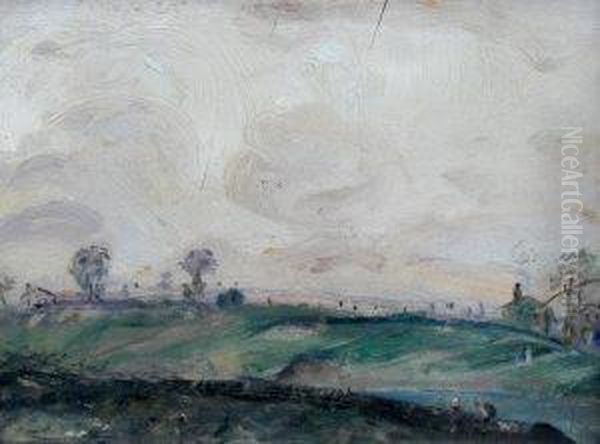 Figures In A Hilly Rural Landscape - view 1