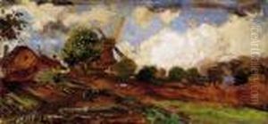 Windmill On The Belgian Border by Gusztav Mannheimer