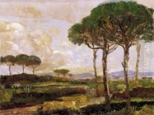 Italian Landscape With Pine Trees