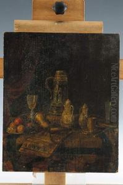 Bodegon Con Frutas, Periodico Y Otros Objetos - view 1