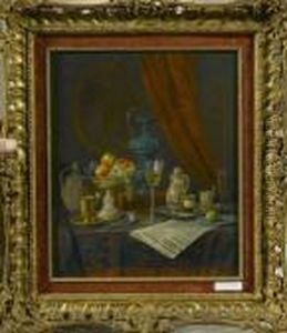 Stilleben Mit Geschirr Und Fruchten. 1885. by Josef Mansfeld