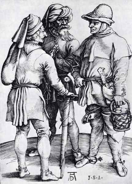 Three Peasants In Conversation - view 1