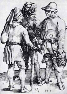 Three Peasants In Conversation by Albrecht Durer