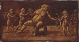 The Drunken Silenus With Putti: A Trompe L'oeil Bas-relief by Andrea Mantegna