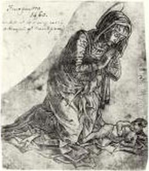 The Virgin Kneeling Adoring The Infant Christ - view 1