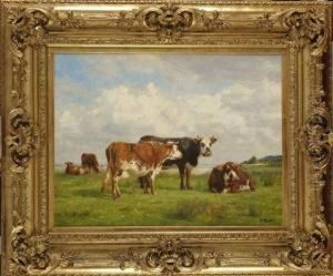 Vaches Sur La Falaise by Adolphe Charles Marais