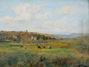 Troupeau Au Bord De La Mer by Adolphe Charles Marais