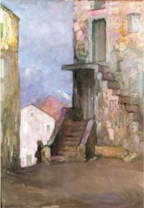 A Street Scene, Provence by Pierre Amede Marcel-Beronneau