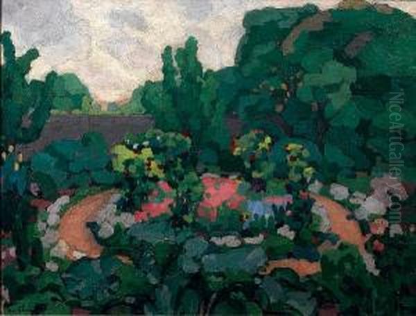 A Summer Landscape With Pink Flowers - view 1