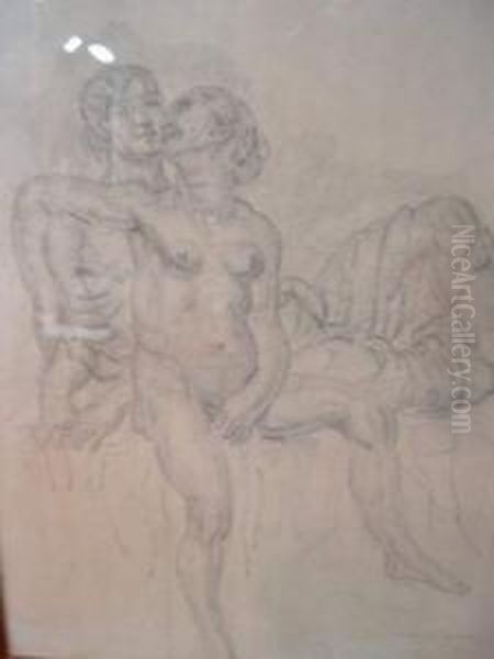 "couple Nu" Dessin A La Mine De Plomb - view 1