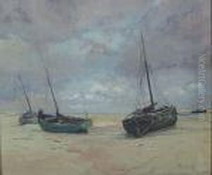 Vissersschepen Op Het Strand. by Alexandre Marcette