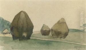 Haystacks by Jean Hippolyte Marchand