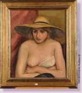Femme Assise Au Chapeau Jaune