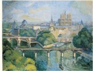 Vue De Paris by Jean Hippolyte Marchand