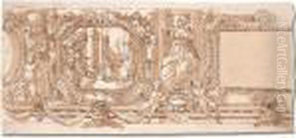Design For A Frieze With A Scene Of Judgement In An Octagonal Frame - view 1
