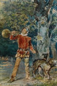 Junger, Mittelalterlich
Gekleideterjager Mit Jagdhunden Und Jagdhorn Unter Einem Baum Amwaldrand by Ludovico Marchetti