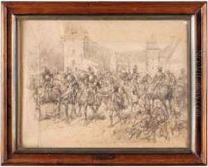 L'arrivo Dei Soldati A Cavallo by Ludovico Marchetti