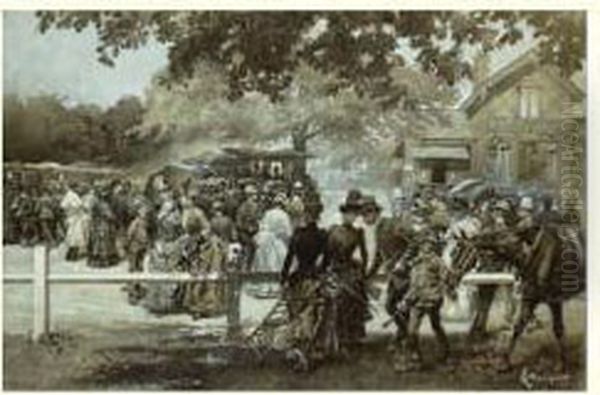 Les Courses D'automne Au Bois De Boulogne, L'enceinte Du Pesage - view 1