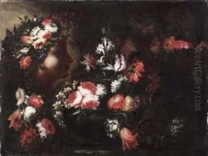 Natura Morta Con Vaso Di Fiori E Scultura Dal Volto Femminile by Elisabetta Marchioni