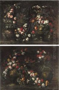 Due Vasi, Un Vassoio E Un Cesto Di Fiori by Elisabetta Marchioni