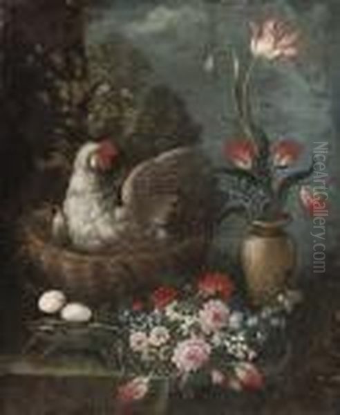 A Nesting Hen With A Bunch Of Anemones - view 1