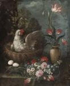 A Nesting Hen With A Bunch Of Anemones