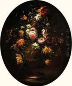 Nature Morte Au Vase De Fleurs Sur Un Entablement