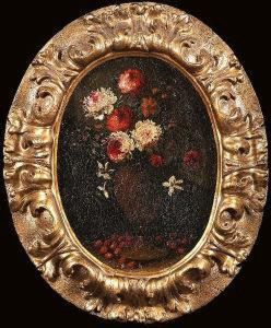 Roses, Carnations And Other
Flowers In A Vase On A Ledge With Cherries And A Grape; And Roses,
Carnations And Other Flowers On A Ledge With Strawberries by Elisabetta Marchioni