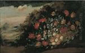 Rose, Garofani, Tulipani,
Mughetti, Campanule Ed Altri Fiori In Un Cesto Di Vimini, En Plein Air by Elisabetta Marchioni