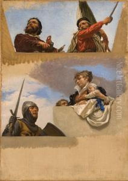 Studio Per Le Figure Di
Michelangelo, Garibaldi, Umberto Biancamano E Cristina Di Francia. - view 1