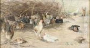 Galline Nell'aia by Cesare Mariani