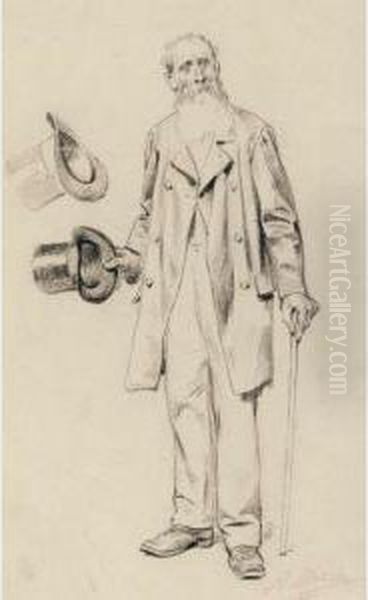 Study Of A Man In A Top Hat And Cane With A Second Top Hat Study - view 1