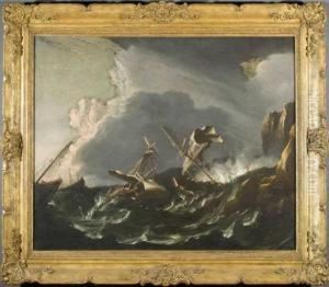 Mare In Burrasca Con Velieri