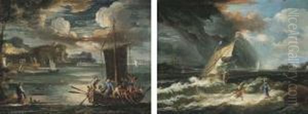 Jesus Renvoie Ses Disciples; Et 
Jesus Marchant Sur Les Eaux Et Saint Pierre Venant A Sa Rencontre - view 1
