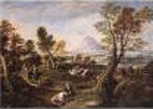 An Extensive River Landscape With An Ambush